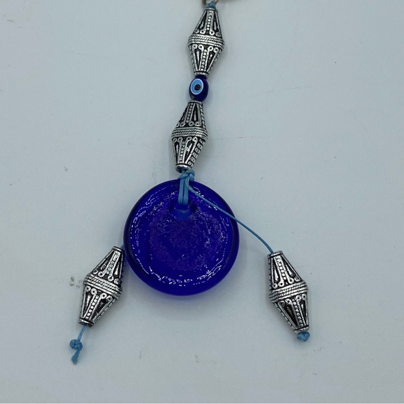 Turkish Turkey Glass Evil Eye Blue & Silver Keychain - Picture 4 of 6